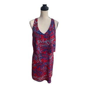 Roz & Ali Red and Blue Leaf Print Dress